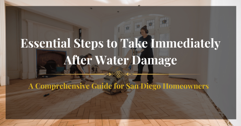 Home undergoing professional water damage restoration in San Diego services in San Diego.