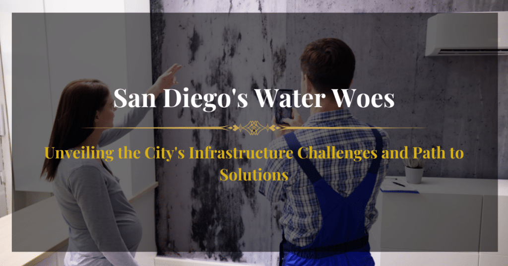 A homeowner showing water damage inside their house to a specialist in water damage restoration in San Diego, ready to assess and repair the issue.