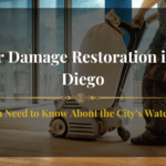 A Technician in water damage restoration in san diego restoring a water-damaged living room.