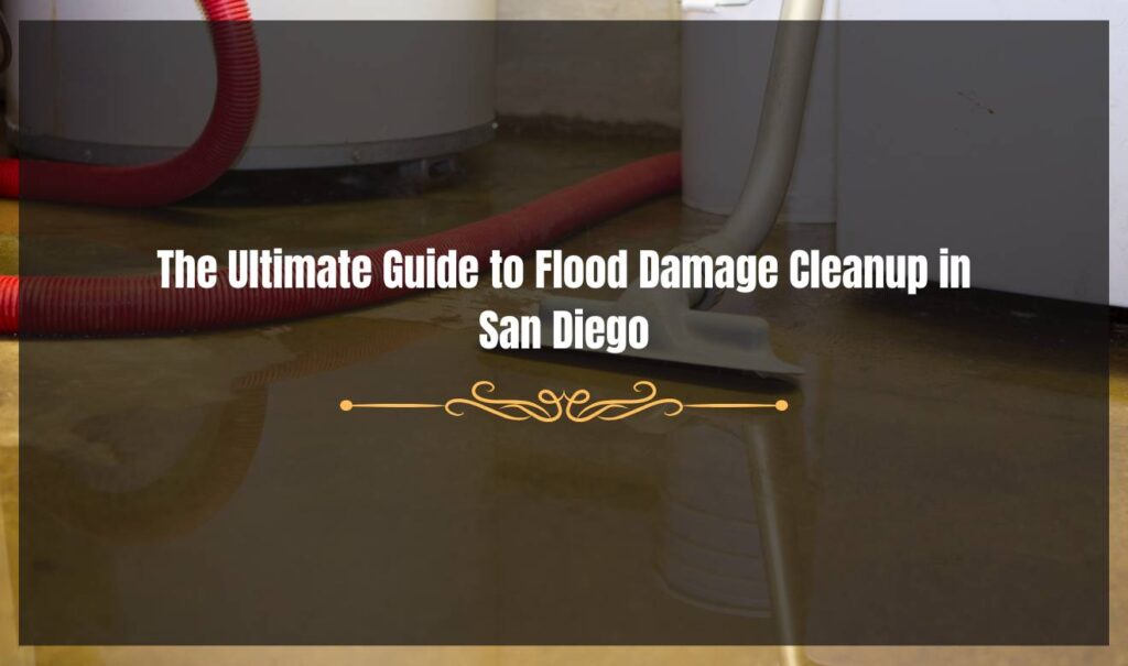 Flood Damage Cleanup San Diego: Home affected by flooding with water-damaged floors and walls during cleanup in San Diego.