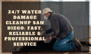 24/7 Water Damage Cleanup San Diego: Professional water damage cleanup team in action, extracting water and drying a flooded home in San Diego.