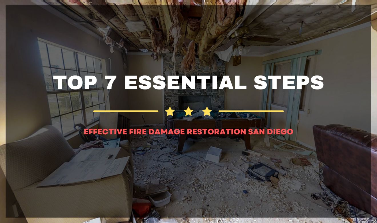 Fire Damage Restoration San Diego: Fire-damaged home undergoing restoration services in San Diego