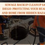 Sewage Backup Cleanup San Diego: Technicians performing sewage backup cleanup in a flooded San Diego basement.