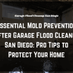 Garage floor drying process during garage flood cleanup San Diego.