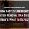 Flooded living room undergoing emergency water removal San Diego